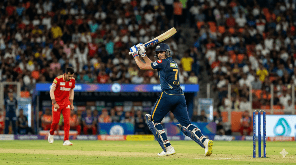 Shubman Gill batting against PBKS bowlers in IPL 2026 Match 4