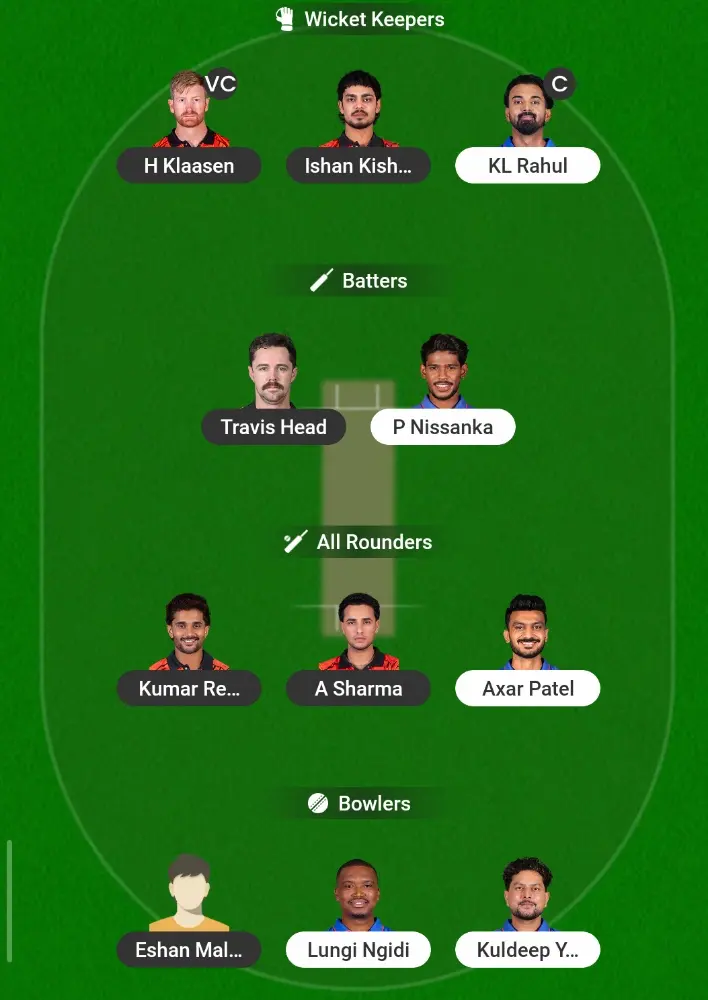 SRH vs DC Dream11 Prediction Safe Team