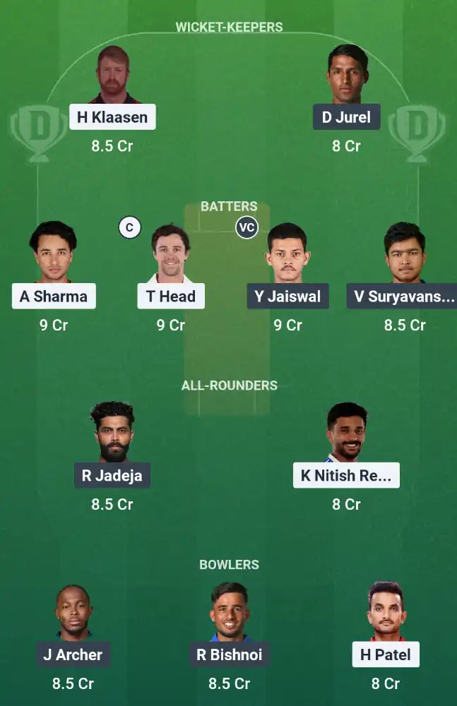 SRH vs RR Dream11 Prediction Safe Team