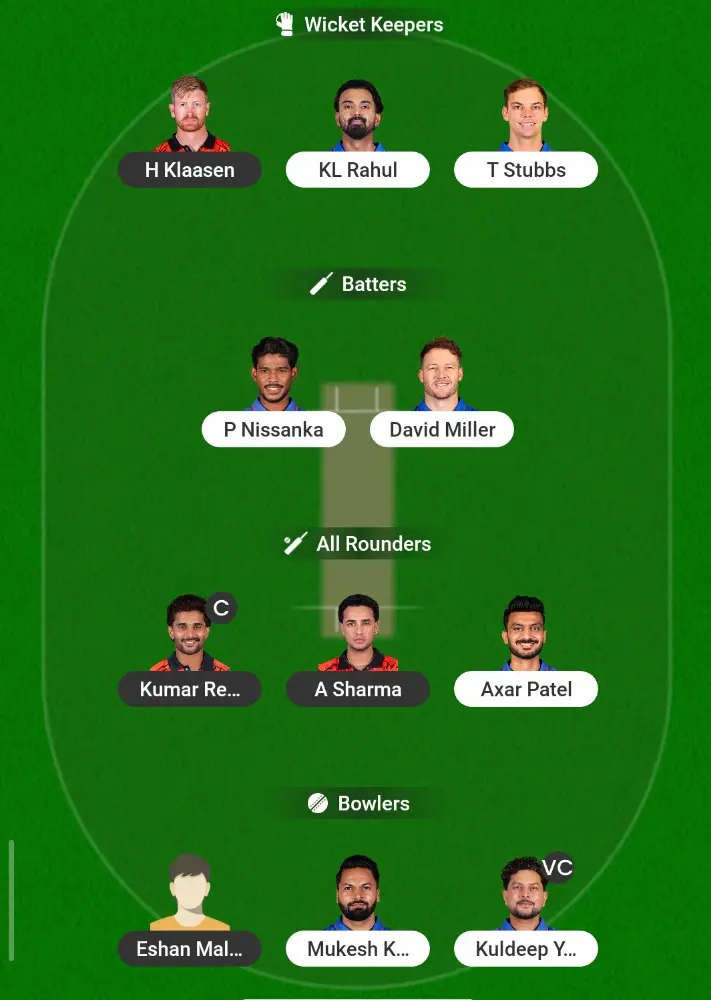 SRH vs DC Dream11 Prediction Risk Team