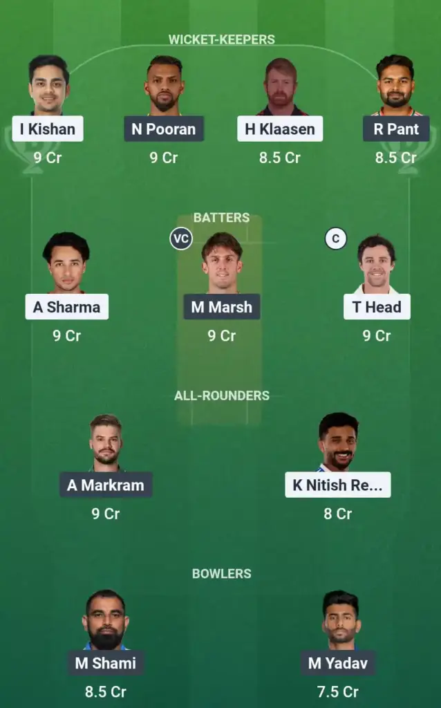 SRH vs LSG Dream11 Prediction Safe Team