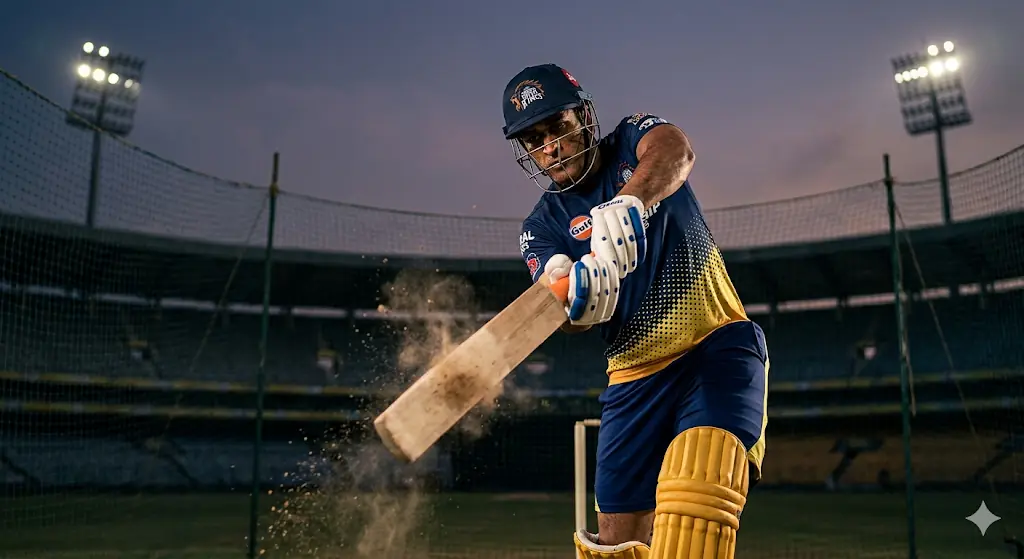 MS Dhoni wearing batting pads and having an intense net session ahead of the MS Dhoni Return CSK vs SRH IPL 2026 clash.