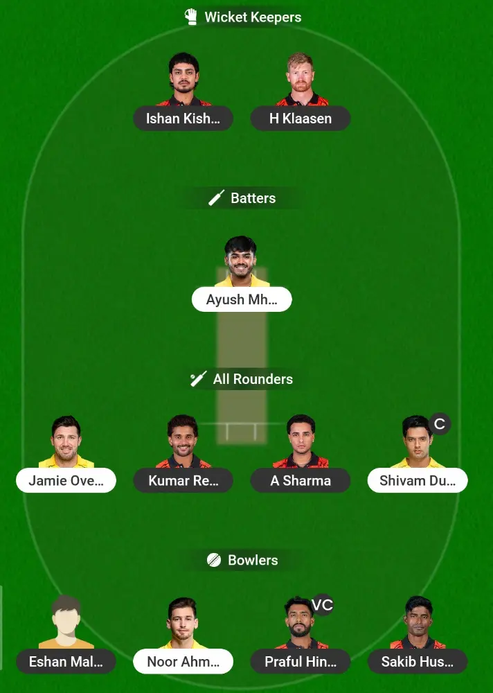 SRH vs CSK Dream11 Prediction 2026 Safe and Risk Team Screenshots