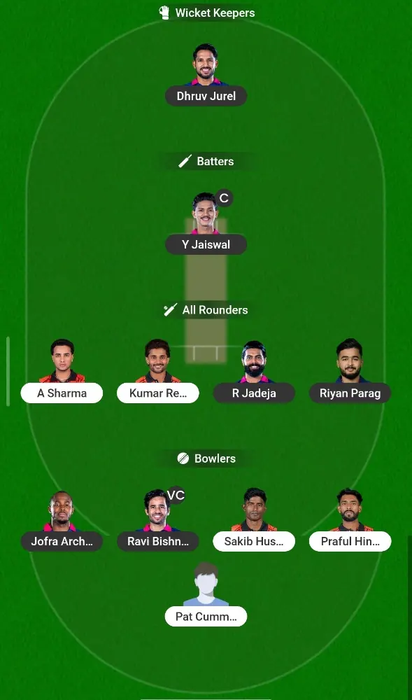 RR vs SRH Risk Team Screenshot